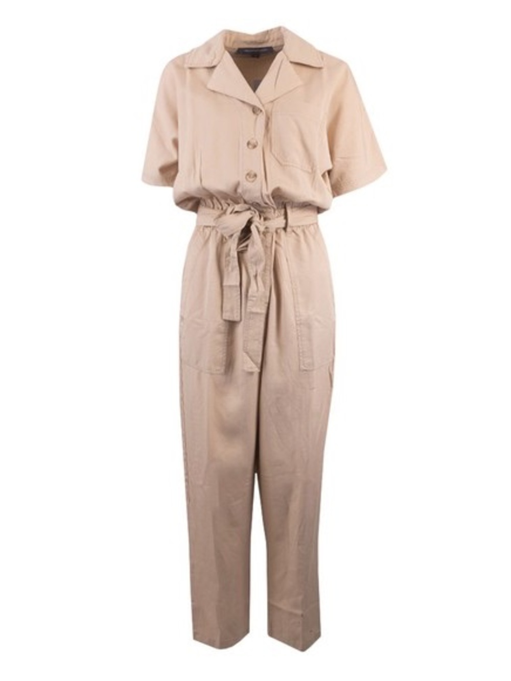 French Connection Beige Twill Boiler Jumpsuit